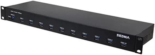 Alt view image 2 of 4 - SEDNA - 19 Inch 1U Rack Mount 10 Port USB 3.2 Gen II Hub (10Gbps) with 5V 10A AC/DC Adapter