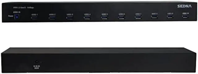 Alt view image 3 of 4 - SEDNA - 19 Inch 1U Rack Mount 10 Port USB 3.2 Gen II Hub (10Gbps) with 5V 10A AC/DC Adapter