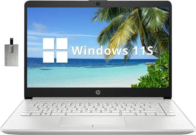 Main image of HP Premium Stream 14" HD Laptop, Intel Celeron N4120 Processor, 4GB RAM, 64GB eMMC, Intel UHD Graphics 600, HD Camera, WiFi 5, HDMI, 1 Year Free Office 365, Win 11s, Silver, 32GB Hotface USB Card