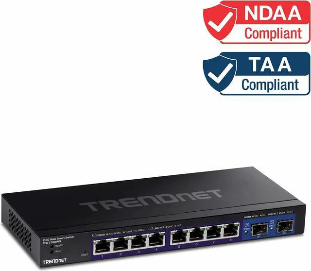 Alt view image 5 of 5 - TRENDnet 10-Port Multi-Gig Web Smart Switch, 8 x 2.5GBASE-T Ports, 2 x 10G SFP+ Slots, Metal Housing, Managed Network Ethernet Switch, Lifetime Protection, Black, TEG-3102WS