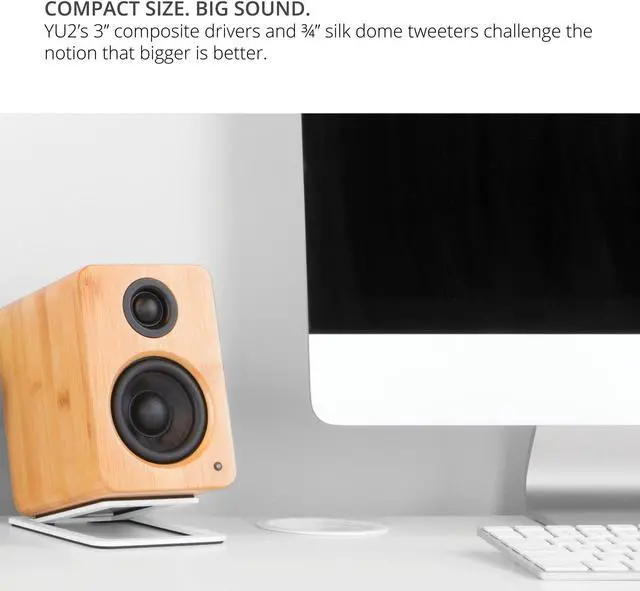 Alt view image 5 of 5 - Kanto YU2MW PC Gaming Desktop Speakers | 3" Composite Drivers | 3/4" Silk Dome Tweeter | Class D Amplifier | 100 Watts | Built-in USB DAC | Subwoofer Output | Pair | Matte White