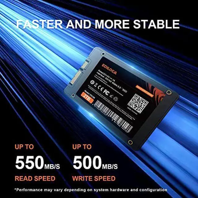 Alt view image 3 of 5 - Ediloca ES106 2TB SSD SATA III 6Gb/s 2.5" 3D TLC NAND Flash Internal Hard Drive, Up to 550MB/s Read, Upgrade PC or Laptop Memory and Storage(Black)
