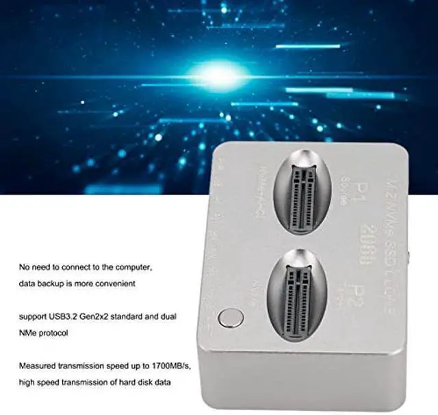 Alt view image 3 of 5 - NVME M.2 Duplicator, JMS586U Master M.2 NVME SATA Dual Bay Offline Clone 20Gbps USB C to NVME Docking Station for M2 SSD M Key Hard Drives Enclosure