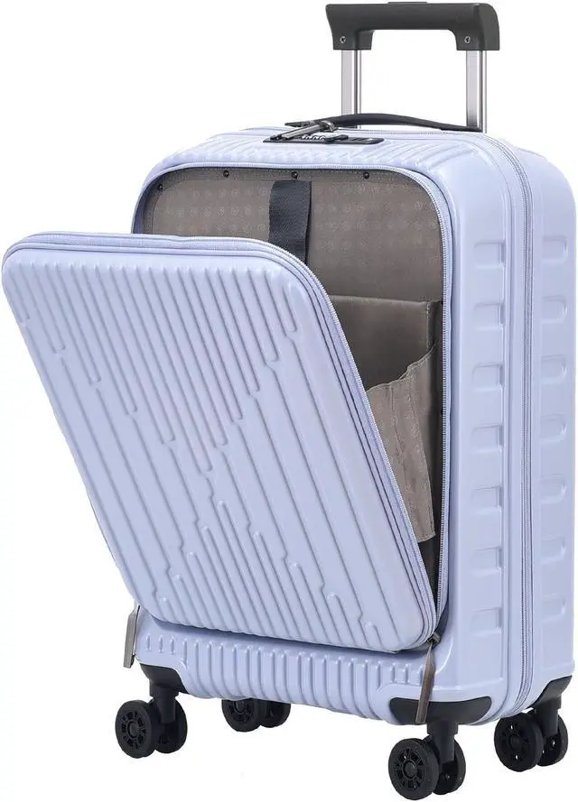 Main image of Kaleenie 19 Inch Suitcase Hand Luggage with Front Pocket for 15.6" Laptop, 35 * 23 * 55cm, 43L, Ligthweight ABS+PC Hardshell Carry On, Lilac Purple