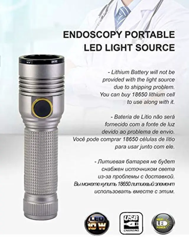 Alt view image 3 of 5 - ESC Medicams Endoscopy Cold LED Light Source Portable Rigid ENT 10 Watt, USB Rechargeable (Model : LED-10W)