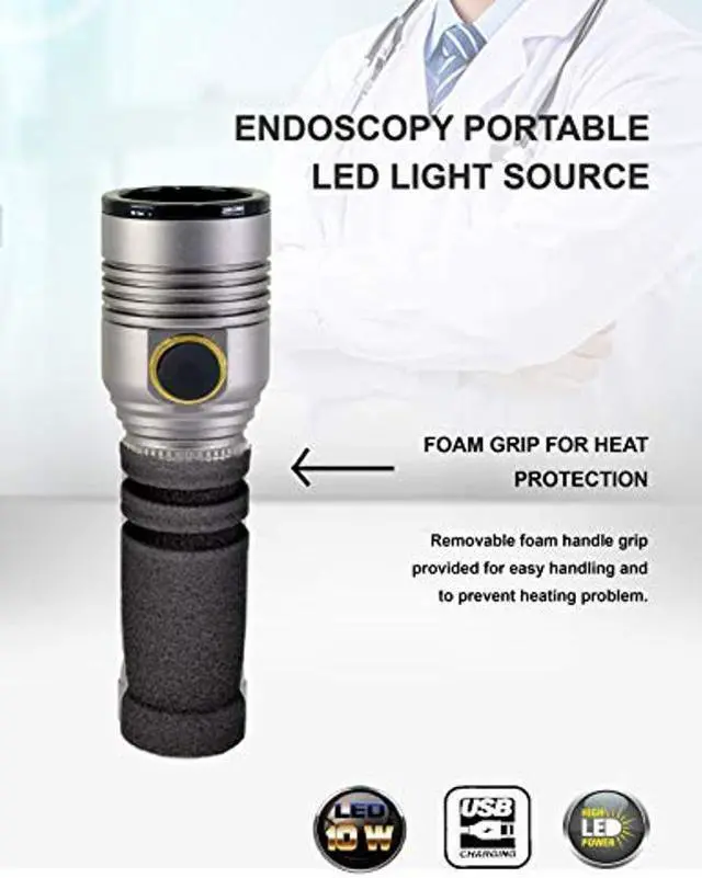 Alt view image 5 of 5 - ESC Medicams Endoscopy Cold LED Light Source Portable Rigid ENT 10 Watt, USB Rechargeable (Model : LED-10W)