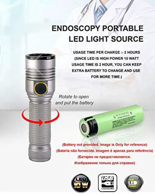 Alt view image 4 of 5 - ESC Medicams Endoscopy Cold LED Light Source Portable Rigid ENT 10 Watt, USB Rechargeable (Model : LED-10W)