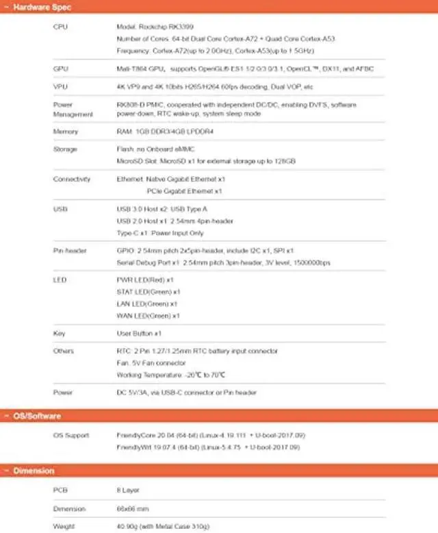 Alt view image 2 of 5 - Nanopi R4S Mini Portable Travel Router OpenWRT with Dual-Gbps Ethernet Ports 4GB LPDDR4 Based in RK3399 Soc for IOT NAS Smart Home Gateway(Without MAC chip)