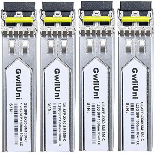 Main image of 4Pcs 80km SFP 1.25G Single Mode Fiber Module Network Transceiver, 1550nm, Duplex LC for Cisco, Netgear, MikroTik, Ubiquity, DLink etc,