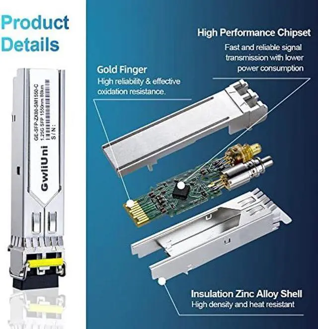 Alt view image 2 of 5 - 4Pcs 80km SFP 1.25G Single Mode Fiber Module Network Transceiver, 1550nm, Duplex LC for Cisco, Netgear, MikroTik, Ubiquity, DLink etc,