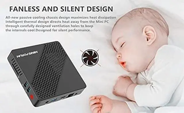 Alt view image 3 of 5 - N40 Mini PC Fanless Celeron N4020,up to 2.8GHz with 4GB DDR4/64GB eMMC RAM Mini Desktop Computer, Support 4K UHD, VGA Port,2.4G/5.8G WiFi&BT4.2,3xUSB3.0 Ports,1x SD Card Slot for Business Home Office