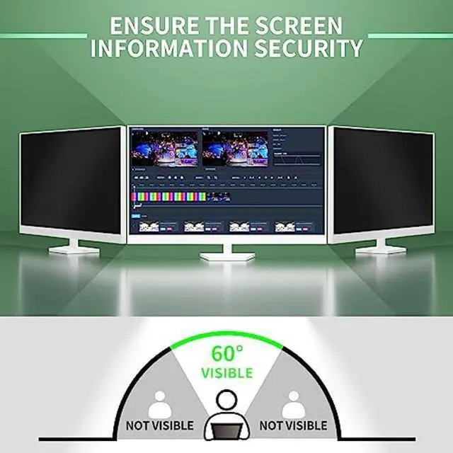 Alt view image 2 of 5 - 32 Inch Computer Privacy Screen Filter for 16:9 Widescreen Computer Monitor Computer Screen Protector Computer Screen Privacy Shield Anti Glare and Blue Light