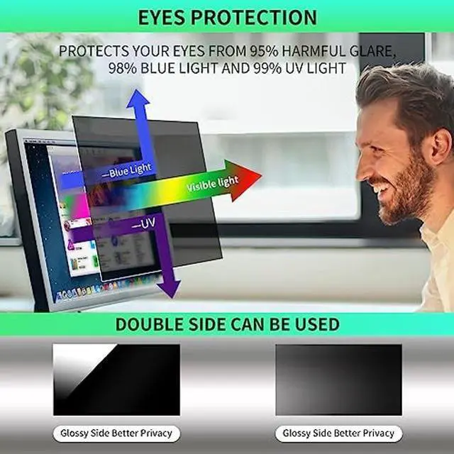 Alt view image 3 of 5 - 32 Inch Computer Privacy Screen Filter for 16:9 Widescreen Computer Monitor Computer Screen Protector Computer Screen Privacy Shield Anti Glare and Blue Light