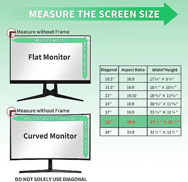Alt view image 5 of 5 - 32 Inch Computer Privacy Screen Filter for 16:9 Widescreen Computer Monitor Computer Screen Protector Computer Screen Privacy Shield Anti Glare and Blue Light