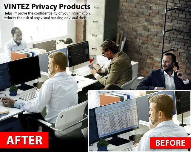 Alt view image 5 of 5 - 21.6 Inch 16:10 and 23.8 Inch 16:9 Computer Privacy Screen Filters for Widescreen Monitors - Anti-Glare - Anti-Scratch Protector Film for Data Confidentiality - Desktop Privacy Screen Bundle
