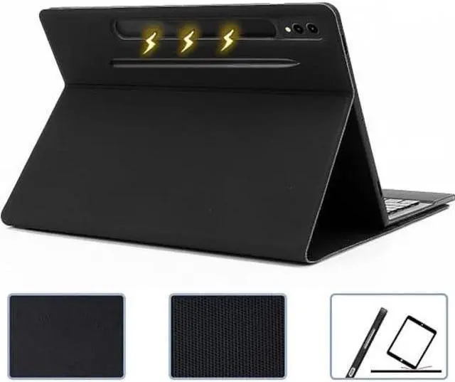 Alt view image 4 of 5 - SaharaCase Protection Bluetooth Keyboard Case with TrackPad for Samsung Galaxy Tab S9+ (2023) [Shockproof Bumper] Heavy Duty Rugged Protection Antislip Integrated Kickstand - Black
