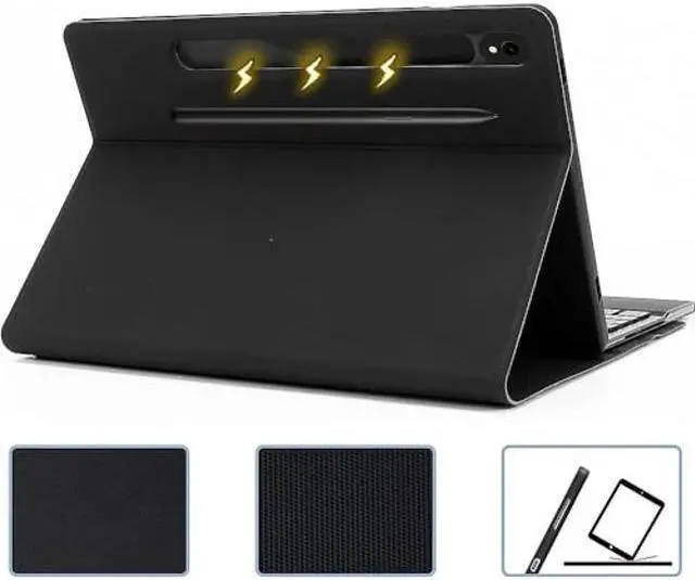 Alt view image 3 of 4 - SaharaCase Protection Bluetooth Keyboard Case with TrackPad for Samsung Galaxy Tab S9 [Shockproof Bumper] Heavy Duty Rugged Protection Antislip Integrated Kickstand - Black