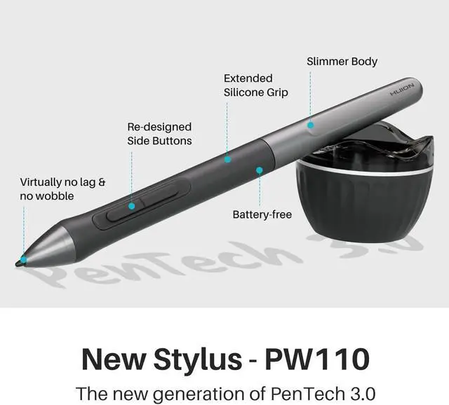 Alt view image 3 of 5 - 2023 HUION Inspiroy 2 Medium Drawing Tablet with Scroll Wheel 8 Customized Keys Battery-Free Stylus for Digital Art, Design, Sketch, 9x5inch Graphics Tablet Works with Mac, PC & Mobile, Black Roll
