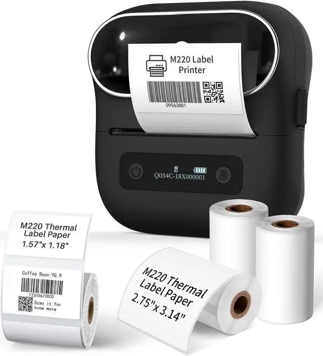 Main image of Phomemo M220 Label Maker - 3.14 Inch Barcode Printer - Portable Bluetooth Sticker Maker Machine, Thermal Printer for Address, Mailing, Small Business, wiith 3 Rolls 2.75'' x 3.14'' Labels