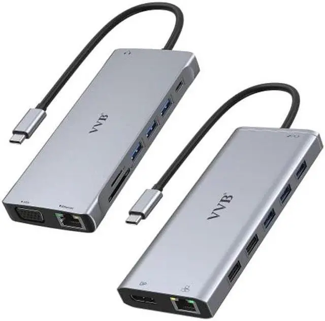 Main image of USB C Docking Station Dual Monitor, Type C Hub Multiport Adapter Dongle USB C Dock for Dell/HP/Lenovo Laptops