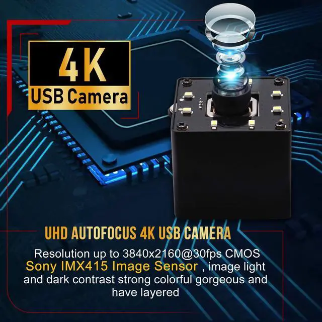 Alt view image 4 of 5 - IFWATER 4K Autofocus USB Camera with Mini Metal Case,1/2.8" IMX415 Sensor Mini UVC PC Webcam 100 Degree No Distortions Lens, Plug and Play for Windows Linux Android and Mac OS