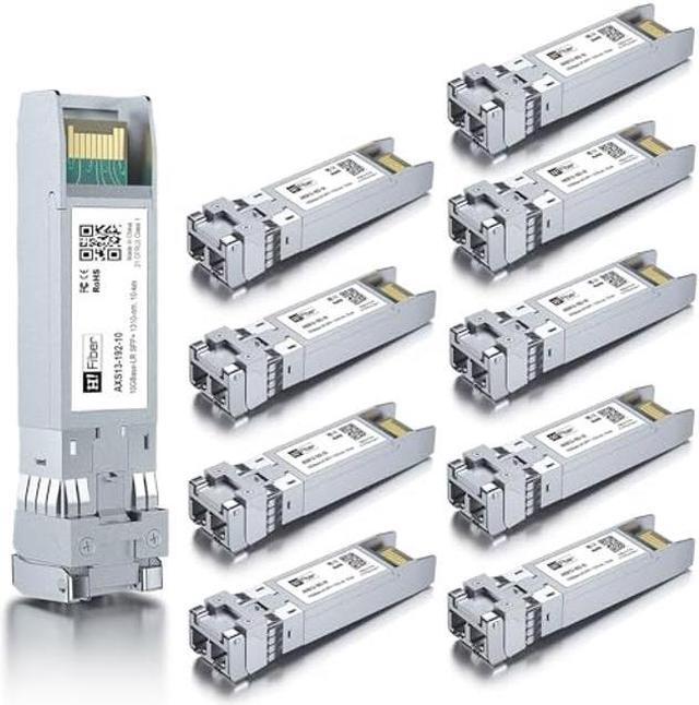 Main image of 10 Pack 10G Single Mode SFP+ LC Module, 10GBase-LR Fiber Transceiver for Cisco SFP-10G-LR, Meraki MA-SFP-10GB-LR, Ubiquiti UniFi UF-SM-10G, Mikrotik, Netgear, D-Link and More (SMF,1310nm,10km,DDM)