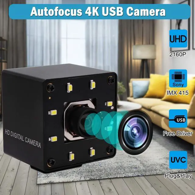 Alt view image 5 of 5 - IFWATER 4K Autofocus USB Camera with Mini Metal Case,1/2.8" IMX415 Sensor Mini UVC PC Webcam 100 Degree No Distortions Lens, Plug and Play for Windows Linux Android and Mac OS