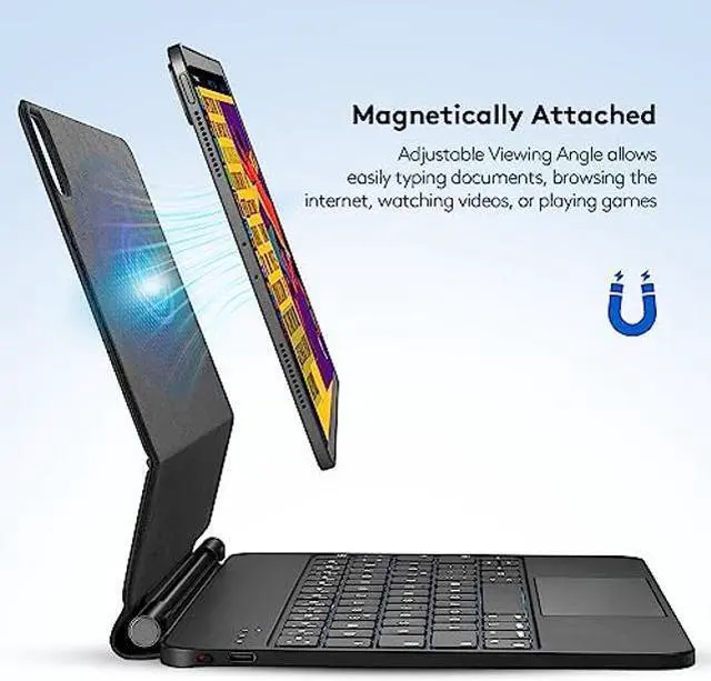 Alt view image 4 of 5 - Magic-Style Keyboard Case for 10.9 iPad Air 2022 5th/ 4th Gen, iPad Pro 11 inch 2022 4th/ 3rd/ 2nd/ 1st Gen, Wireless Bluetooth Keyboard with Trackpad, Backlit, Detachable Magnetic Slim Folio