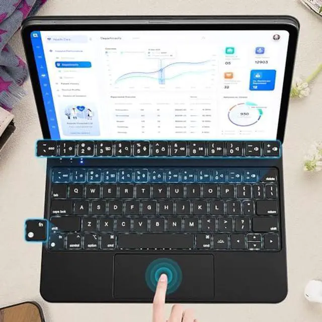 Alt view image 5 of 5 - Magic-Style Keyboard Case for 10.9 iPad Air 2022 5th/ 4th Gen, iPad Pro 11 inch 2022 4th/ 3rd/ 2nd/ 1st Gen, Wireless Bluetooth Keyboard with Trackpad, Backlit, Detachable Magnetic Slim Folio