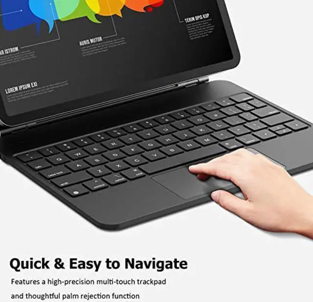 Alt view image 4 of 5 - Magic-Style Keyboard Case for 10.9 iPad Air 2022 5th/ 4th Gen, iPad Pro 11 inch 2022 4th/ 3rd/ 2nd/ 1st Gen, Wireless Bluetooth Keyboard with Floating Stand, Multi-Touch Trackpad, Detachable Magnetic