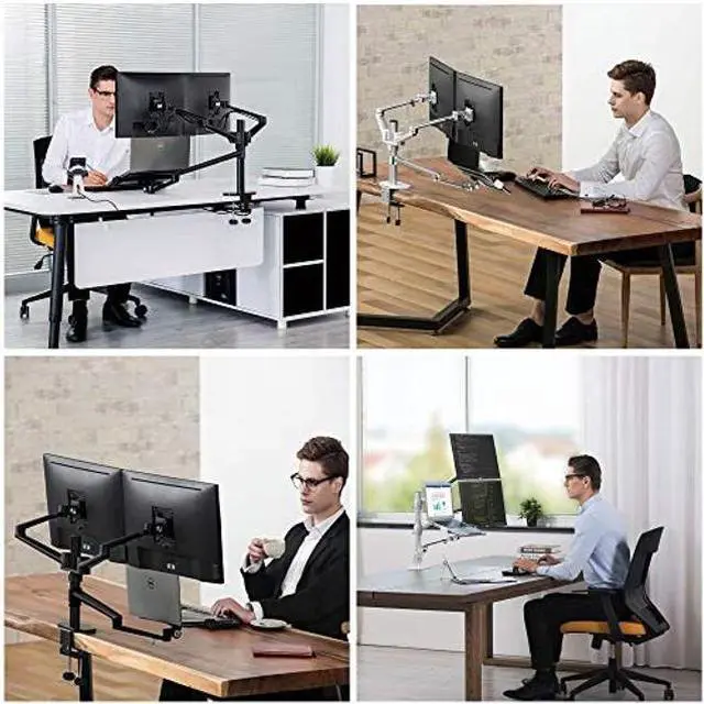 Alt view image 3 of 5 - Height Adjustable 3 in 1 Laptop Monitor Stand Compatible with 13 to 17.3 inch Laptop, Hold 2 Monitors 11 to 27 inch with Vesa, Monitor Desk Stand arm Riser Mount Stand Workstation (Black)