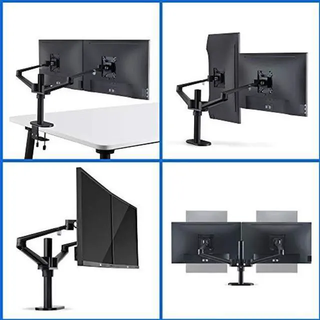 Alt view image 5 of 5 - Height Adjustable 3 in 1 Laptop Monitor Stand Compatible with 13 to 17.3 inch Laptop, Hold 2 Monitors 11 to 27 inch with Vesa, Monitor Desk Stand arm Riser Mount Stand Workstation (Black)