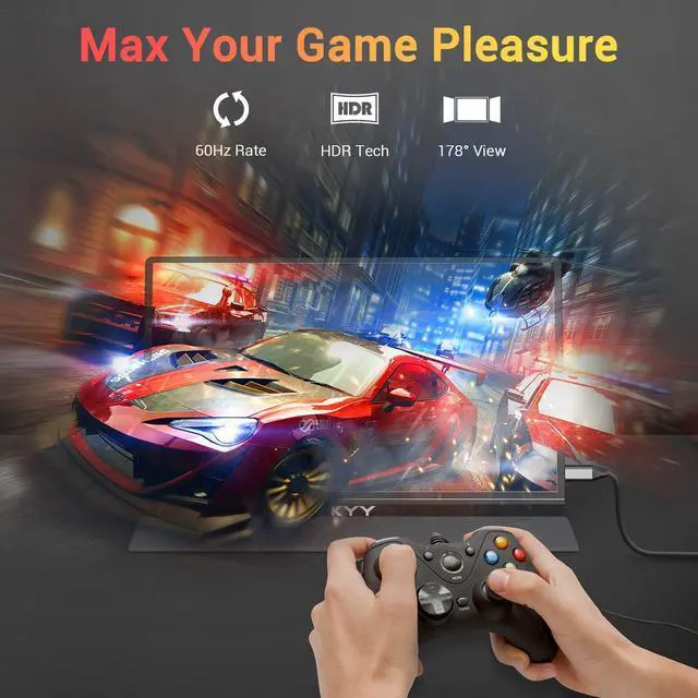 Alt view image 5 of 5 - KYY Portable Monitor 15.6'' FHD 1080P USB C HDMI Gaming Monitor Ultra-Slim IPS Display w/Smart Cover & Speakers, Plug&Play, External Monitor for Laptop PC Phone Mac Xbox PS4