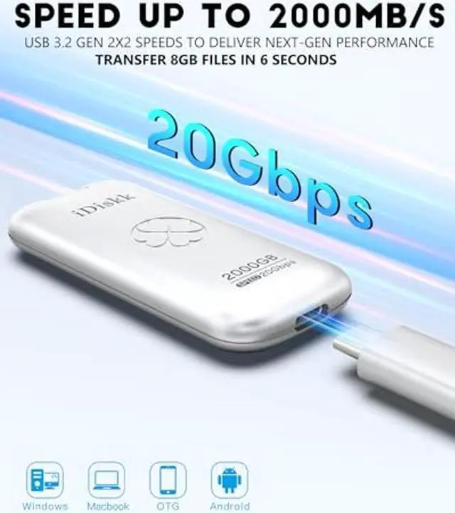 Alt view image 3 of 5 - iDiskk [(Plug-Play 1TB HIgh Speed 2000MB/s External SSD |Pocket-Sized | USB 3.2 Gen 2x2 | External Solid State Drive | Photo Stick Compatible with Xbox,PS4,iPad,PC&Mac,PC,Android Phones,Cameras