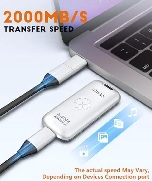 Alt view image 4 of 5 - iDiskk [(Plug-Play 1TB HIgh Speed 2000MB/s External SSD |Pocket-Sized | USB 3.2 Gen 2x2 | External Solid State Drive | Photo Stick Compatible with Xbox,PS4,iPad,PC&Mac,PC,Android Phones,Cameras