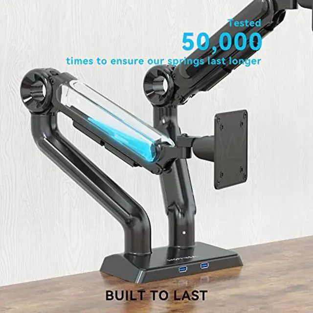 Alt view image 5 of 5 - SHOPPINGALL Heavy Duty Dual Monitor Mount for 13 to 35 inch VESA Compatible Screens, Each Pneumatic Gas Spring Arm Supports up to 26.5lbs - SA-GE62U-Black