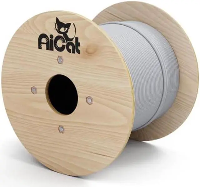 Main image of AiCat Cat5e Outdoor Ethernet Cable Direct Burial Unshielded Riser CMX Rated 500ft, UV Resistant 24AWG Solid Bare Copper, 350MHz, UL Listed, Twisted Pair UTP, Waterproof, Bulk Ethernet Cable - White