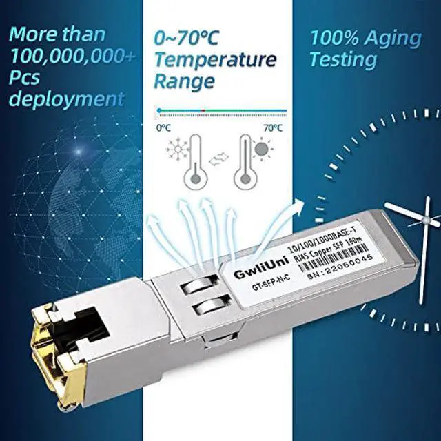 Alt view image 5 of 5 - 10Pcs 1.25Gbps RJ45 Copper SFP, 10/100/1000Base-T transceiver Module 100m for Switch, Router, Firewall, Network Card, Media Converter etc