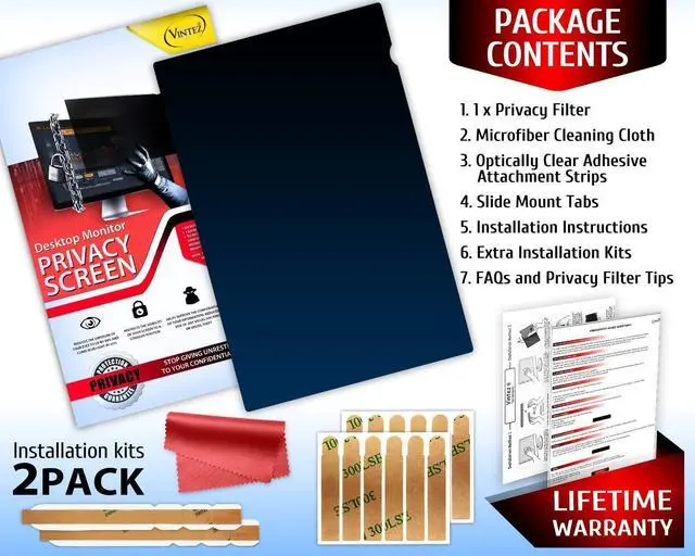 Alt view image 4 of 4 - 23 Inch 16:9 and 27 Inch 16:9 Computer Privacy Screen Filters for Widescreen Monitors - Anti-Glare - Anti-Scratch Protector Film for Data Confidentiality - Desktop Privacy Screen Bundle