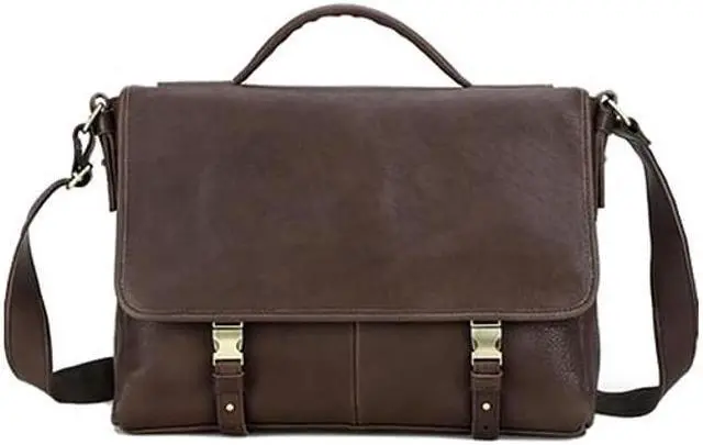 Main image of CataPurus Top Grain Litchi Leather 16.2" Laptop Briefcase Crossbody Handbag, Vintage Handmade & Adjustable Strap, Fits to MacBook Pro 16.2" M1 Max 15" Touch Bar 16" Pro & A4/A5 Paper, Coffee 16.2 Inch