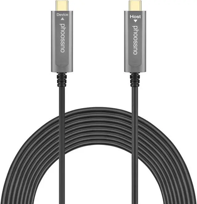 Main image of phoossno USB C to C Fiber Optical Cable USB 3.1 Type C Cable 10Gbps 33FT Compatible with Microsoft Azure Logitech Camera Aver &Vaddio & Barco ClickShare Touch Screen Kinect Intel RealSense