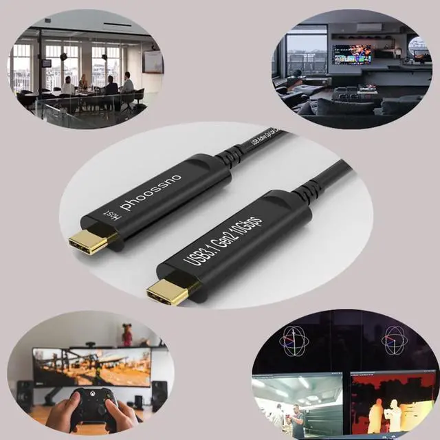 Alt view image 5 of 5 - phoossno USB C to C Fiber Optical Cable USB 3.1 Type C Cable 10Gbps 33FT Compatible with Microsoft Azure Logitech Camera Aver &Vaddio & Barco ClickShare Touch Screen Kinect Intel RealSense