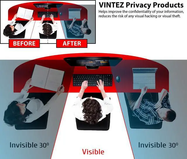 Alt view image 2 of 5 - 24 Inch 16:9 and 27 Inch 16:9 Computer Privacy Screen Filters for Widescreen Monitors - Anti-Glare - Anti-Scratch Protector Film for Data Confidentiality - Desktop Privacy Screen Bundle