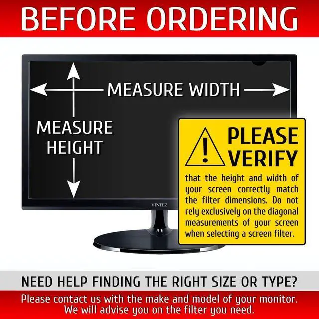 Alt view image 3 of 5 - 24 Inch 16:9 and 27 Inch 16:9 Computer Privacy Screen Filters for Widescreen Monitors - Anti-Glare - Anti-Scratch Protector Film for Data Confidentiality - Desktop Privacy Screen Bundle