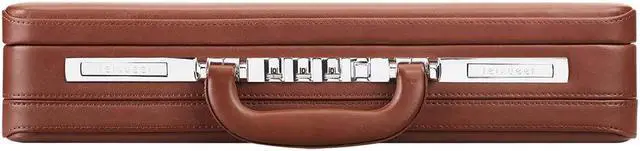 Alt view image 2 of 5 - YUEMAI Hard Attache Bonded Leather Briefcases for Men Women/Slim Hard-Sided Laptop Brief Case with Combination Locks - Brown