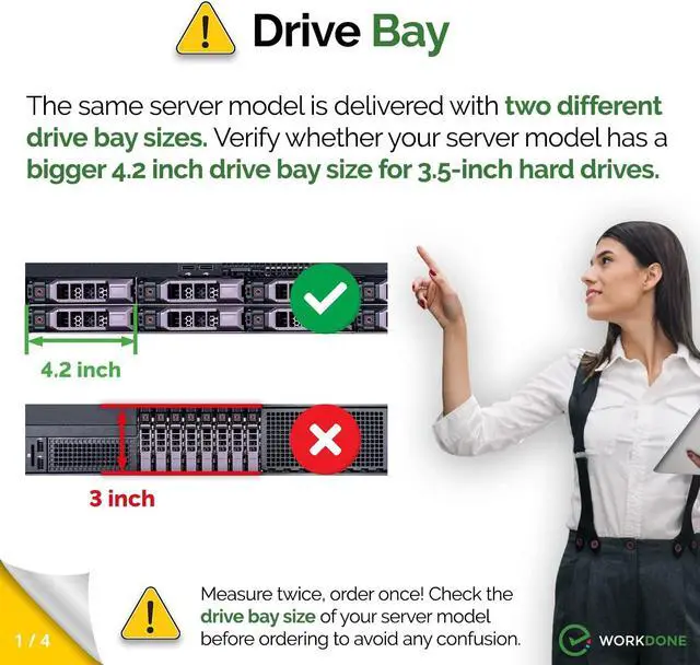 Alt view image 2 of 5 - WORKDONE 12-Pack - 3.5" Hard Drive Caddy - Compatible for Dell PowerEdge Selected 11-13th Gen Servers - with Installation Manual - Front Sticker Labels - Screwdriver - Strong Tray Screws