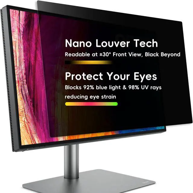 Alt view image 4 of 5 - TOPrivaTech Computer Privacy Screen 24 Inch 16:9, 5-Pack - Enhanced Anti-Glare & Blue Light Filter for Comprehensive Eye Care