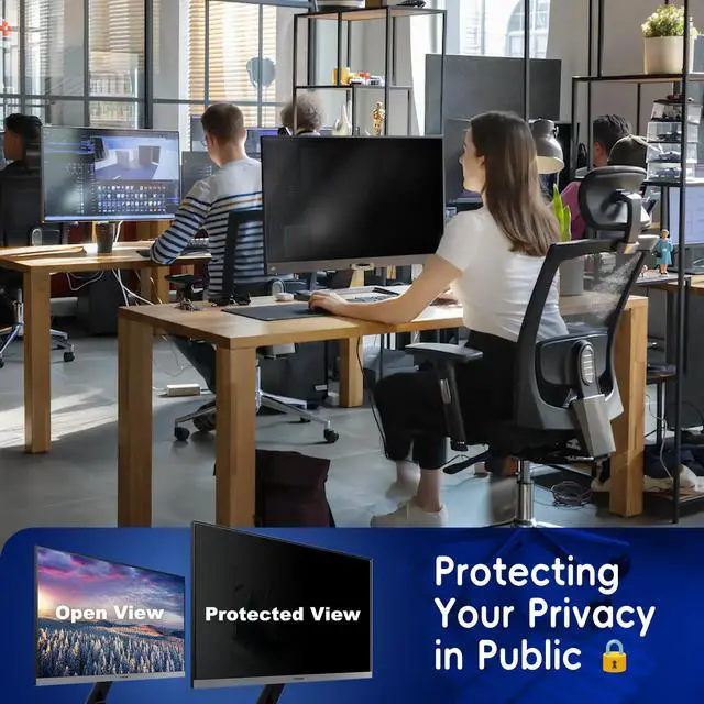 Alt view image 3 of 5 - TOPrivaTech Computer Privacy Screen 24 Inch 16:9, 5-Pack - Enhanced Anti-Glare & Blue Light Filter for Comprehensive Eye Care