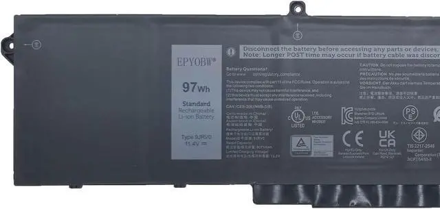 Alt view image 2 of 4 - EPYOBW 9JRV0 Laptop Battery 97Wh 11.4V Compatible with Dell Latitude 5521 5531 / Precision 3561 3571 3581 / Alienware m17 R5 AMD / m18 R1 / m18 R1 AMD Series 00P3TJ 0R05P0 05RGW 53XP7