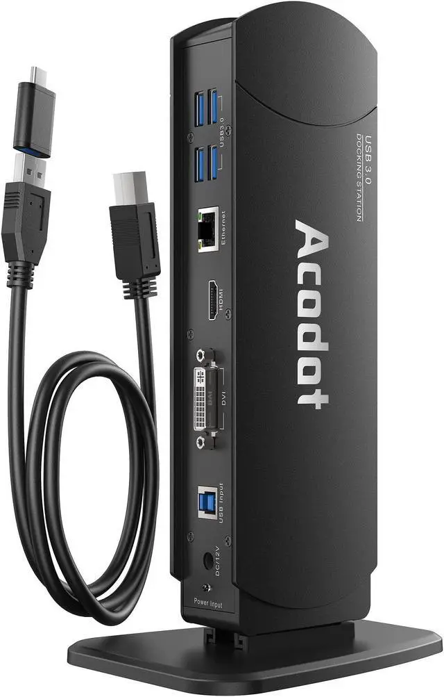 Main image of Acodot USB 3.0 Universal Docking Station, 13 in 1 Laptop Docking Station Dual Monitor for Windows and Mac, USB C Docking Station with HDMI, VGA, DVI, 6X USB 3.0, Gigabit Ethernet, Audio